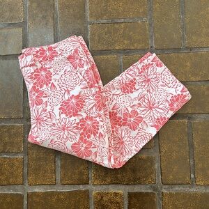 Talbots Pink & White Floral Print Perfect Skimmer Capri Pant